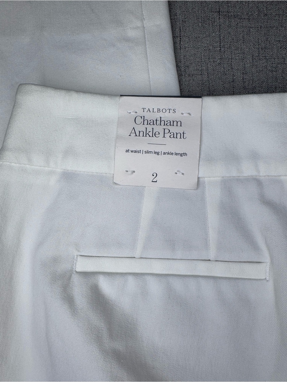 Talbots Chatham Ankle Pant White Slim Straight Leg Ankle Length Size 2 NWT - Picture 13 of 13